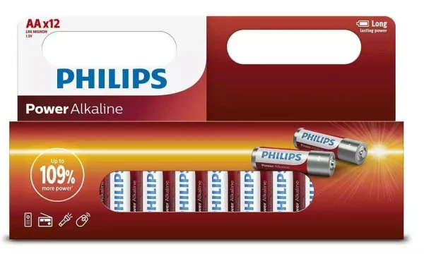 Philips Pile Pile Power Alkaline AA 12 Pièce/s – Piles Alcalines Retour Gratuit 1