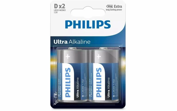 Philips Pile Pile Ultra Alkaline D 2 Pièce/s – Piles Alcalines soldes pas cher 1