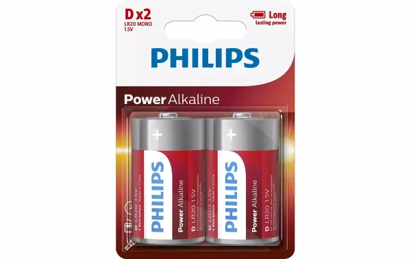 Philips Pile Pile Power Alkaline D 2 Pièce/s – Piles Alcalines De Qualité 1