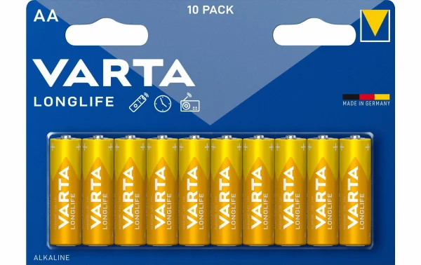 VARTA Pile Longlife AA 10 Pièce/s – Piles Alcalines officiel 1